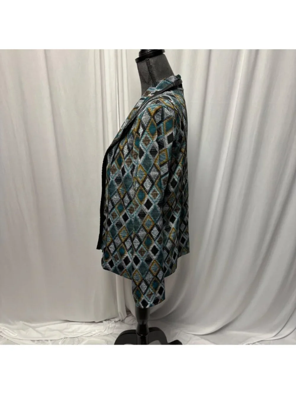 Christopher and Banks Blazer Womens Size Large Diamond Pattern Open Front Jacket